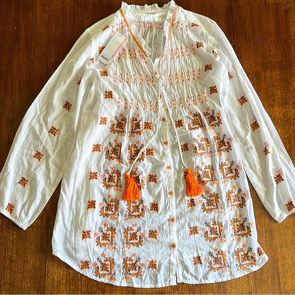 NWT LOLA AUSTRALIA Women's Embroidered Tunic Blouse SZ S - Picture 3 of 8